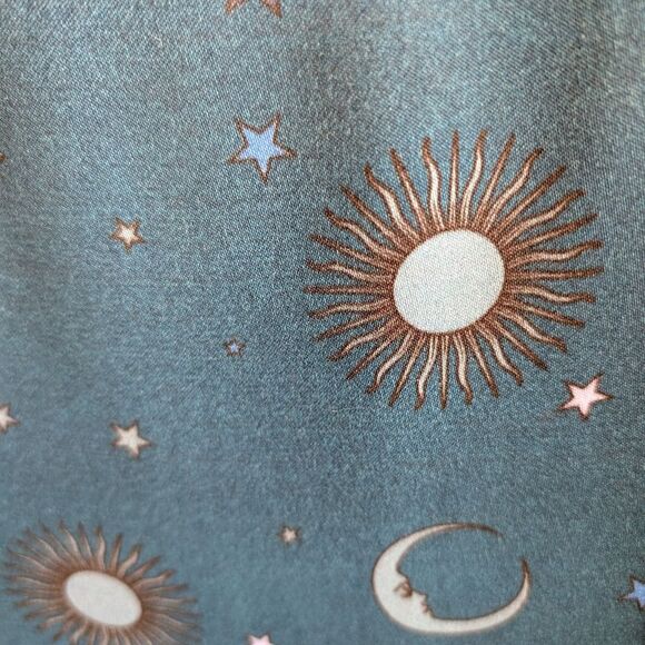 Rahi Moonlight Fallon Moon and Sun Print Blue Slit Long Sleeve Maxi Dress S NWT - Picture 4 of 9